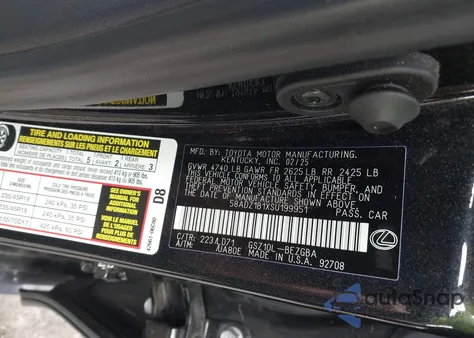 2025 Lexus Es 350 from USA, damaged, VIN 58ADZ1B1XSU199951